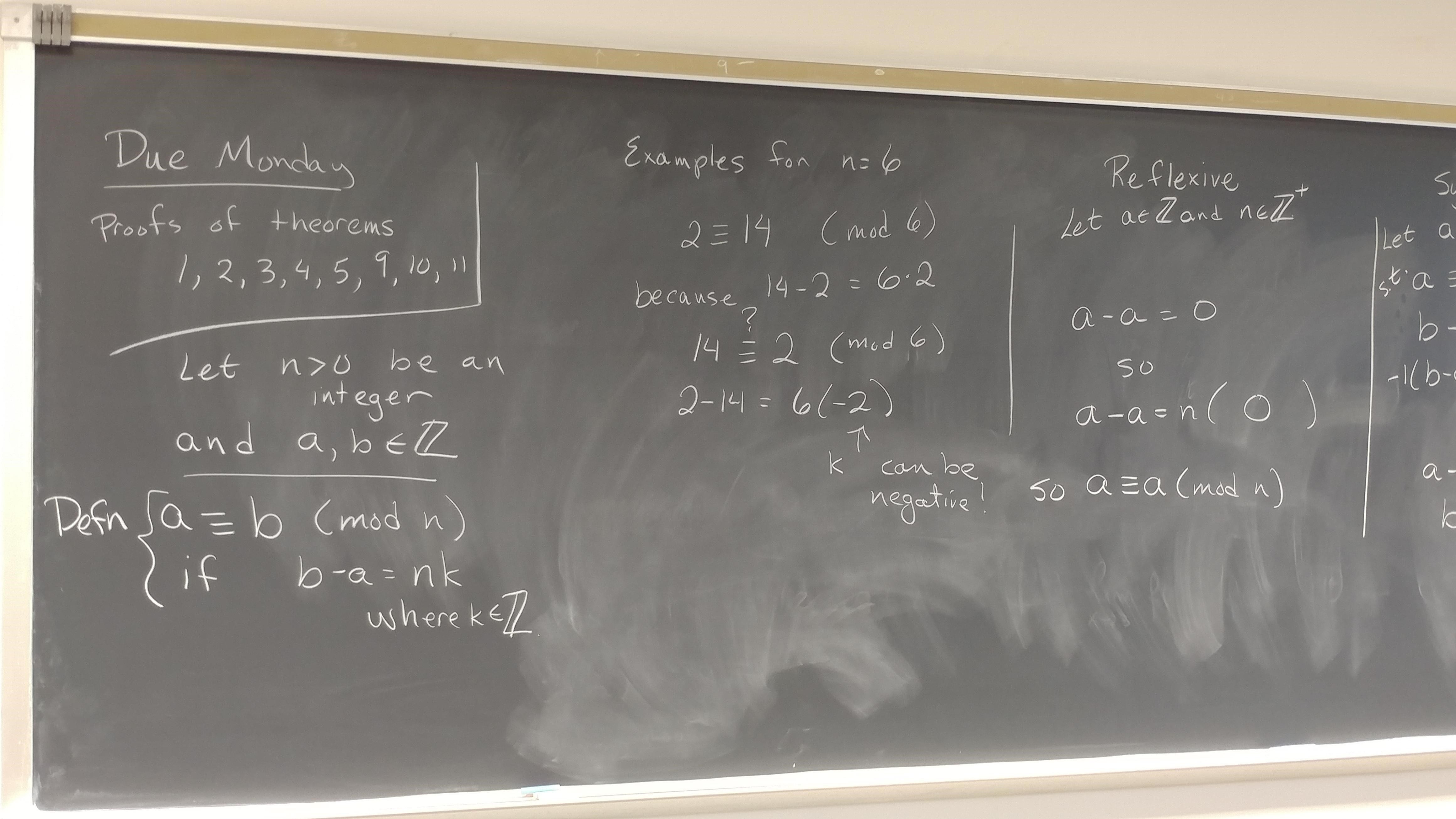 assignment and reflexivity for mod n